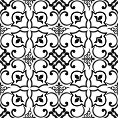 Abstract floral seamless pattern. Black and white. Vector background.