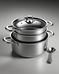 Tres cazuelas junto a una cuchara