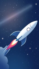 3D Rocket Symbolizing Business Growth in Space