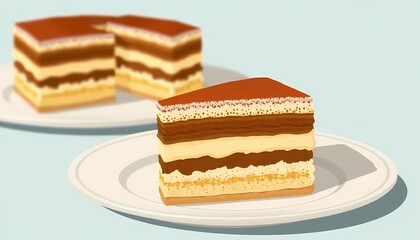 Tiramisu Cake Slice on Plate