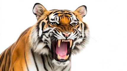 Obraz premium Majestic Tiger Roaring with Intensity in the Wild