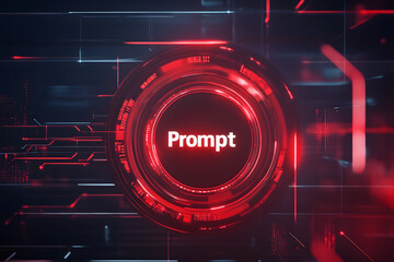 Futuristic AI prompt illustration. Red High-tech background concept. Ready to use command prompt box 