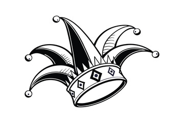 jester hat silhouette vector illustration on white background