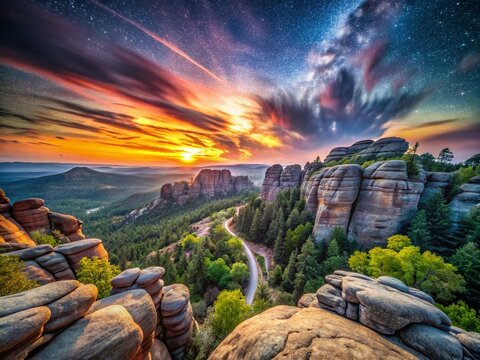 Captivating Long Exposure of the Paunsaugunt Plateau Revealing Striking Landscapes and Natural Wonders Under a Starry Night Sky