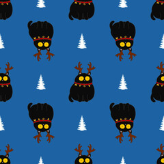 christmas, decoration, holiday, illustration, pattern, new year, christmas tree, christmas cat