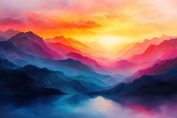 Fototapeta premium Holographic Abstract Landscape with Pastel Colors Iridescent Texture Gradient Background