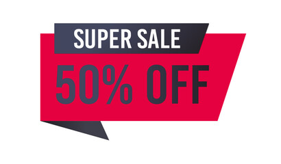 Super sale 50 % off banner, Sale 50% off, Sale label