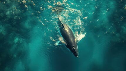 Fototapeta premium Majestic Humpback Whale Underwater Spectacle