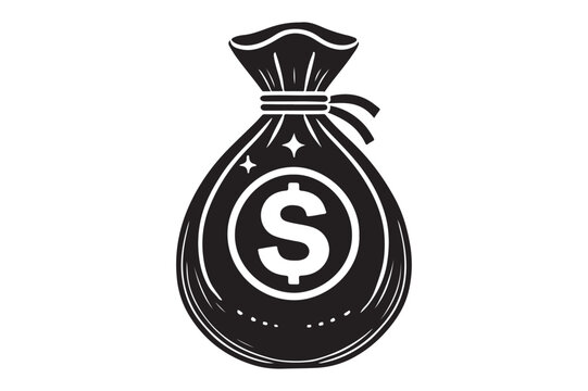 recommend clip art: Money bag black silhouette illustration
