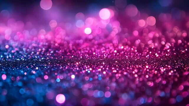 Sparkling shine purple glittery abstract background with bokeh lights creating a festive and magical atmosphere