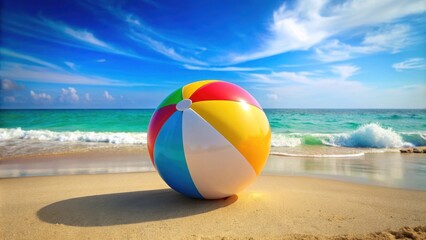 Obraz premium Colorful beach ball perfect for summer fun , summer, beach, ball, inflatable, colorful, vacation, leisure, recreation, pool, striped