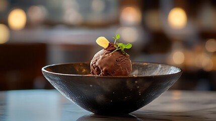 Gourmet Chocolate Ice Cream Dessert in Bowl