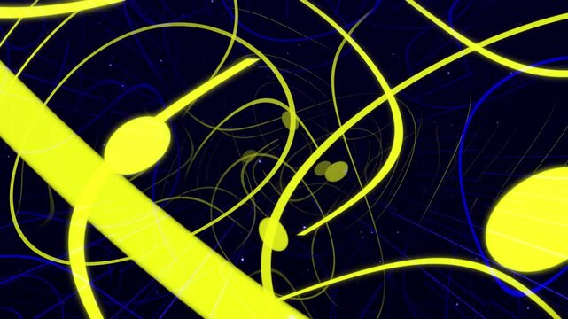 Motion design vj loop. Motion graphic abstract colorful looped bg modern art, fly in art space, multilayer structure with pattern, glow particles and lines. Ornamental texture gradient color.