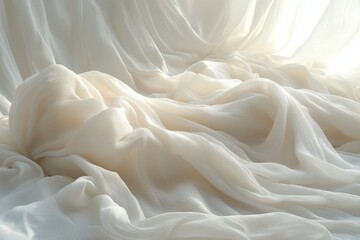 white crumpled wrinkled fabric texture background in soft natural light modern art photography