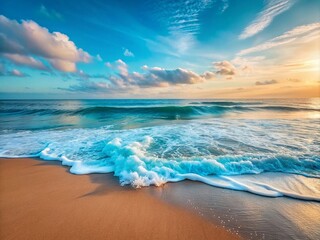 Captivating Minimalist Beach Waves: A Serene Timelapse of Nature’s Dance with Tranquil Blue Tones and Gentle Foam for a Relaxing Virtual Animation Background