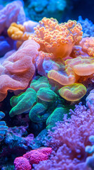 Obraz premium Vibrant Coral Reef Macro Photography: Colorful Underwater Scene