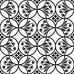 Abstract floral seamless pattern. Black and white. Vector background.