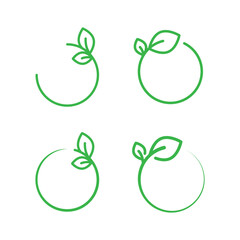 Green and leaf logo design vector template, circle and leaf