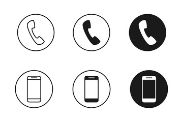 Phone and smartphone icon vector with black color