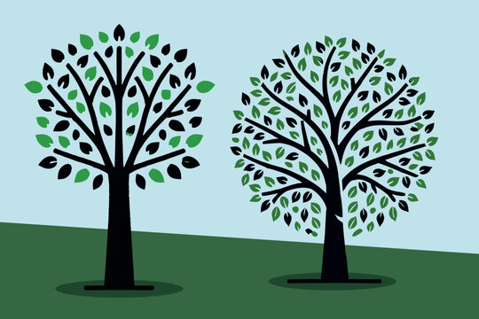 Green 2 Tree Illustration Use For Graphical Recourses