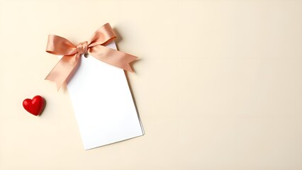 a blank envelope with a pink ribbon and a pink bow on it.
