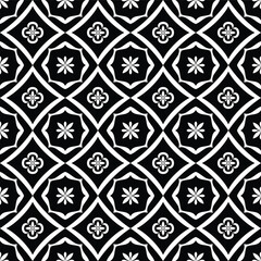 Fototapeta premium Abstract floral seamless pattern. Black and white. Vector background.