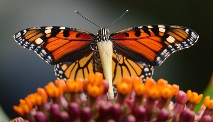 Obraz premium Butterfly proboscis unfurling to sip nectar from a flower, showcasing intricate details in macro photography of this delicate animal.