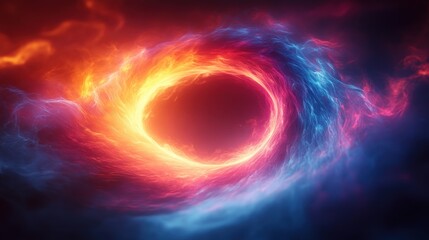 Vibrant Circular Flame Design with Swirling Red and Blue Colors in Digital Illustration Style