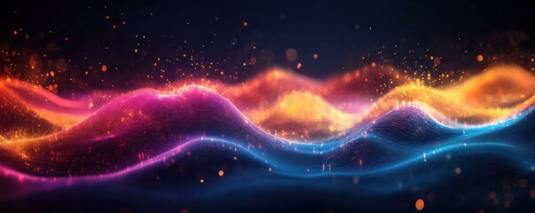 Obraz premium Neon Abstract Digital Background for Technology, AI, Neural Networks, Data Visualization, Graphs, Modern Design, Futuristic Concepts, and Graphic Resources