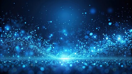 Obraz premium Blue glowing particles floating on a dark blue background, blue, particles, glowing, abstract, background, dark, texture