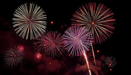 Fireworks Display, Night Sky, Colorful Celebration