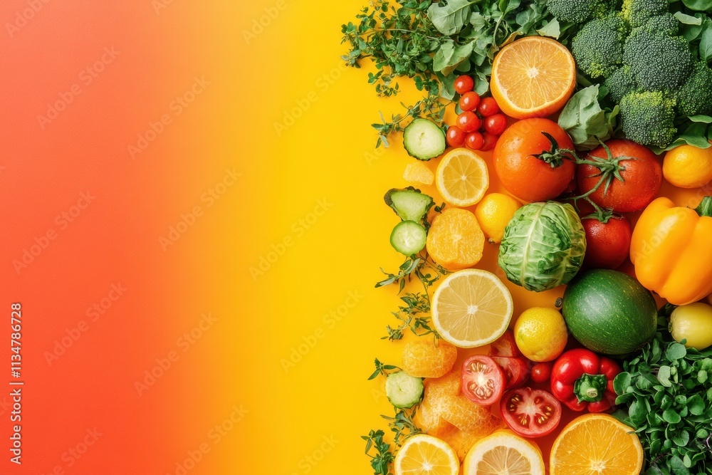 Aufkleber colorful array of fruits and vegetables displayed at a local farmers' market in autumn, emphasizing 