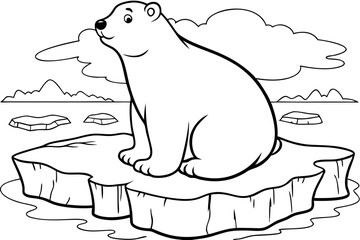 Adorable Polar Bear Cub Sitting on Melting Ice Floe