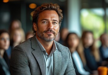 Modern Office Training Session with Business Speaker Engaging Employees in Professional Learning