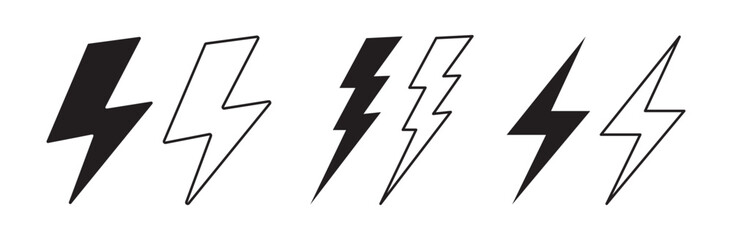 Lightning icon set vector. Electric sign and symbol. Power icon. Energy sign. Lightning power icon.