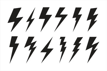 Lightning icon set vector. Electric sign and symbol. Power icon. Energy sign. Lightning power icon.