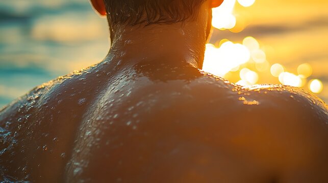 Wet Back Golden Hour Ocean Setting