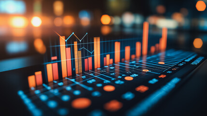 A computer screen shows a graph with red and orange bars