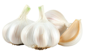 Obraz premium Garlic Cloves and Bulb Isolated on PNG Transparent Background