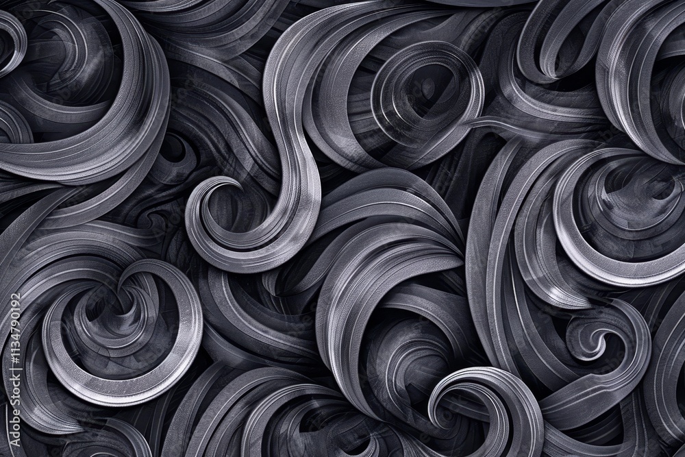 Poster intricate swirls of black and gray intertwine, forming a mesmerizing abstract pattern that evokes a 
