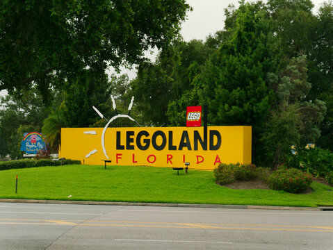 Legoland Florida Sign. Editorial Use Only. July 11, 2024, Winter Haven, Florida, USA. Legoland Street sign Entrance. 
