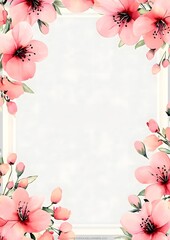 A floral border design featuring pink flowers, ideal for invitations or stationery.