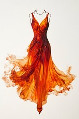 Fototapeta premium Product photo of a flaming dress, white solid background