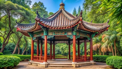 Chinese-style gazebo with traditional curved roof and ornate decorations, gazebo, Chinese style, traditional