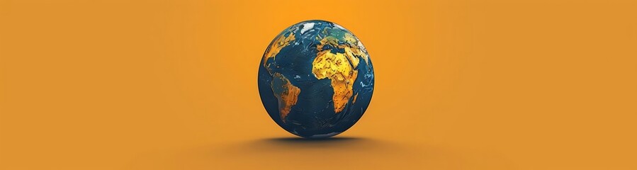 Obraz premium Earth globe egg shape on orange background.