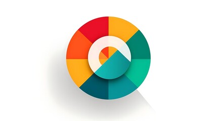 Colorful circular infographic chart with segments and shadow.