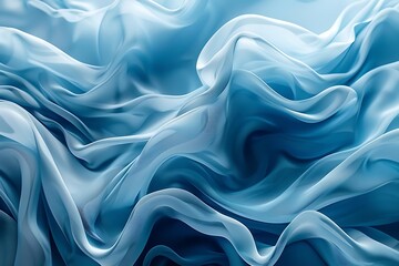 Fototapeta premium Abstract blue fabric texture with flowing waves and folds.