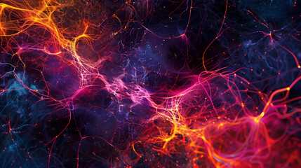 Obraz premium Red blue digital background technology technological operations neural networks AI big data transmission encryption archives audio visual science cyber connection technology computer coding virus