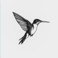 Fototapeta premium A hummingbird flying in the air Isolated on white background.