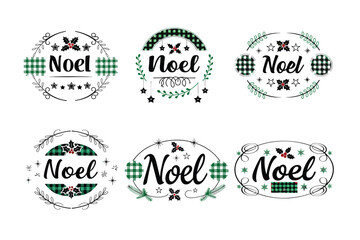 Elegant "NOEL" Logo with Christmas Wreath and Holly Berries